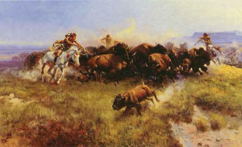 Charles M Russell The Buffalo Hunt